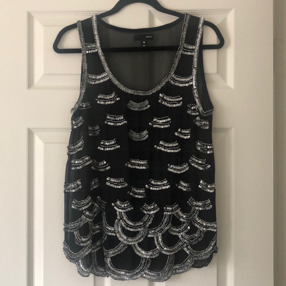 BLACK VINTAGE silver sequence top